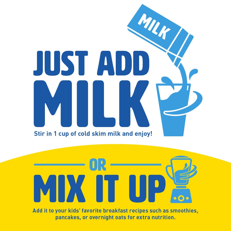 Just add milk or mix it up with favourite breakfast recipes such as smoothies or over night oats for extra nutrition.